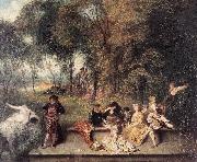 WATTEAU, Antoine Merry Company in the Open Air1 oil painting on canvas